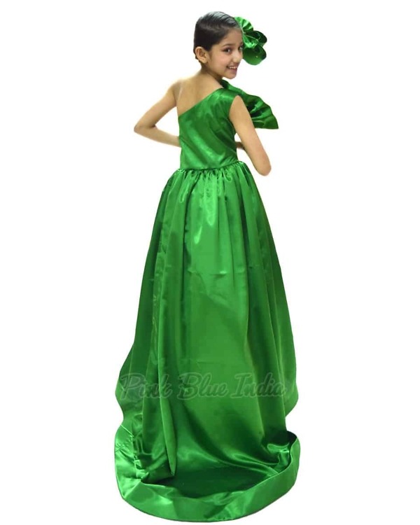 Green one shoulder gown for women wedding party stylish outfit
