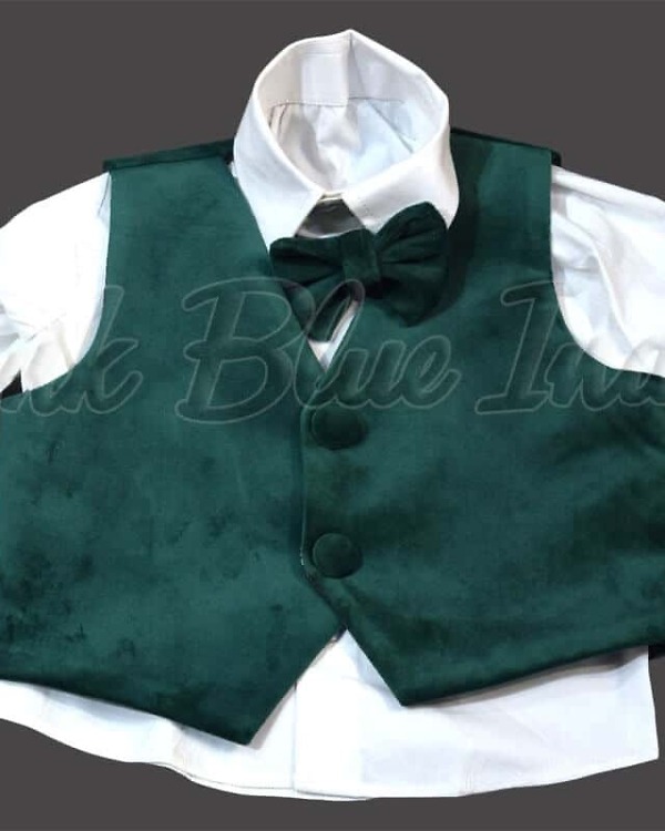 Boys green velvet blazer suit elegant festive wear