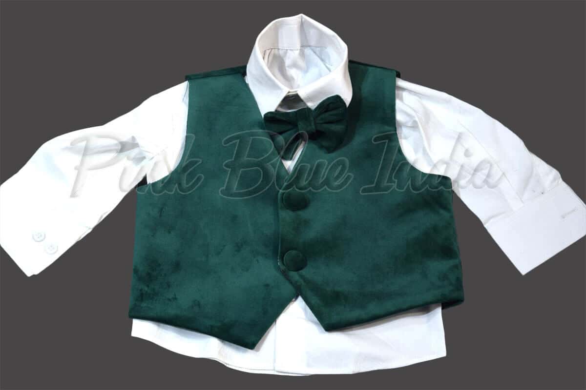 Boys green velvet blazer suit elegant festive wear