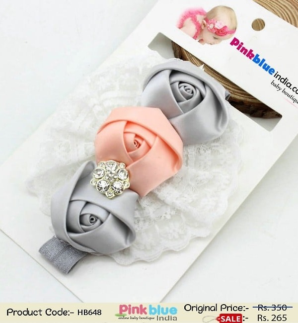 Toddler girl grey white hairband stylish party accessory cute gift