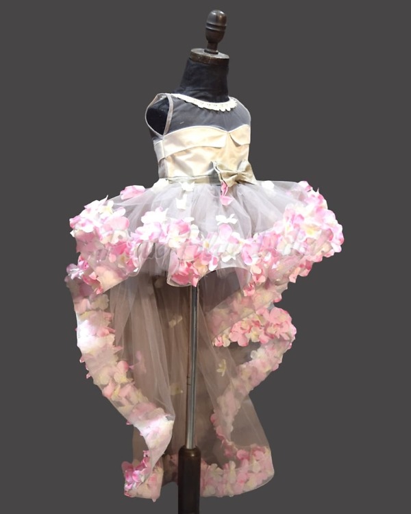Grey high low gown for girls birthday party stylish designer wear