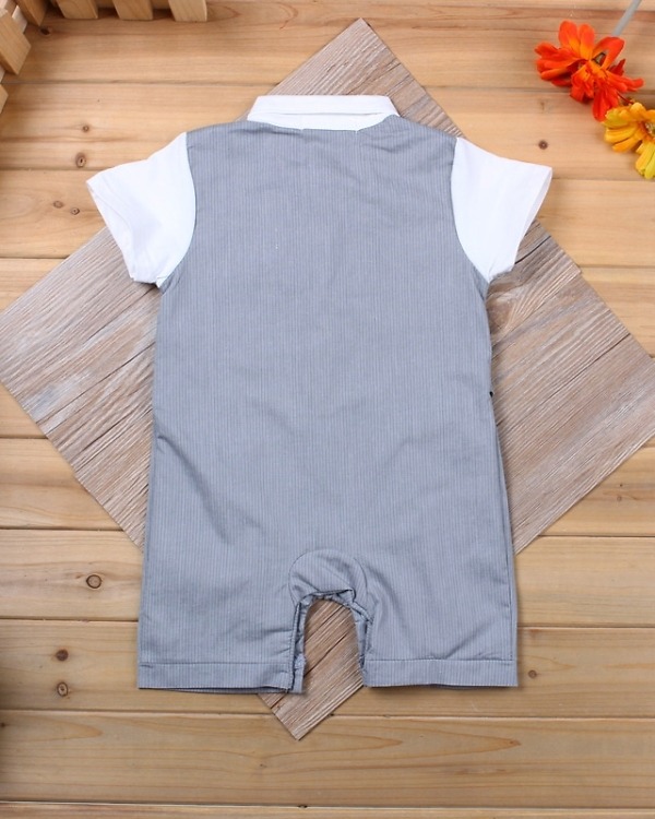 Grey striped baby boy party wear for stylish festive celebrations