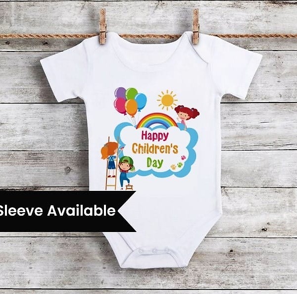 Happy childrens day baby onesie for boy girl cute festive wear