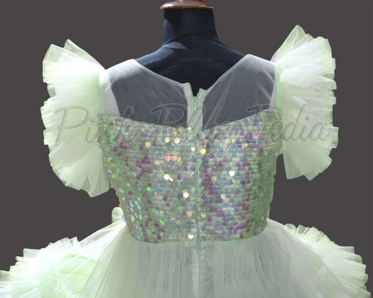 High low ruffle gown for kids birthday party wear stylish layered design