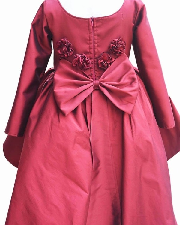 Kids girl high low flower dress sleeves bow wedding wear elegant outfit