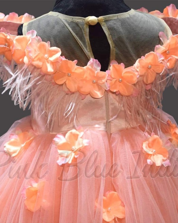 Girls hi low feather dress stylish birthday celebration outfit