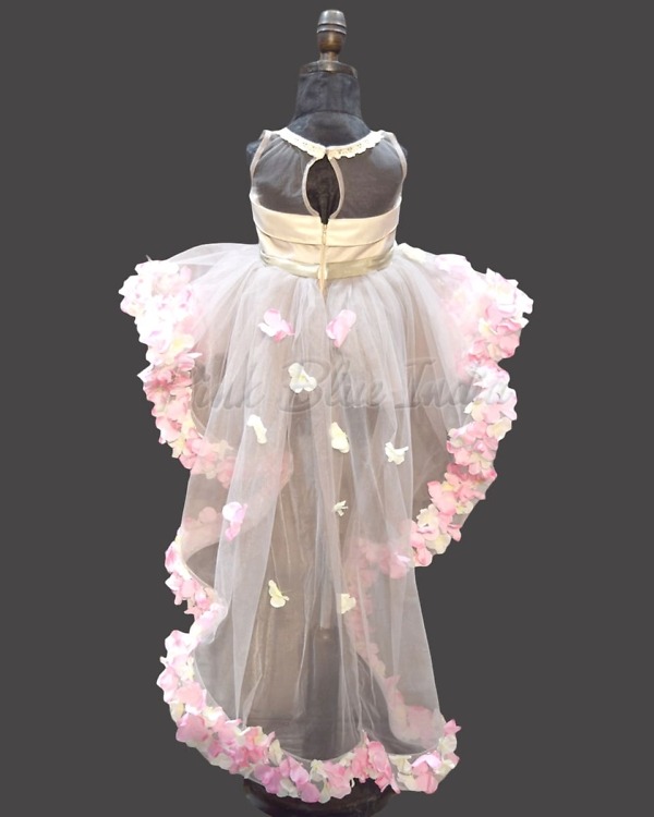 High low party gown for girls elegant tail design birthday outfit