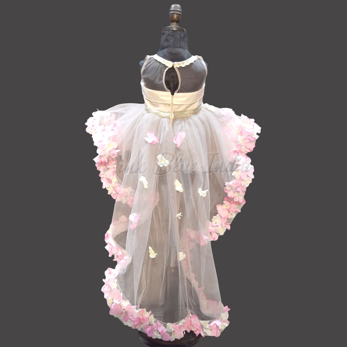 High low party gown for girls elegant tail design birthday outfit