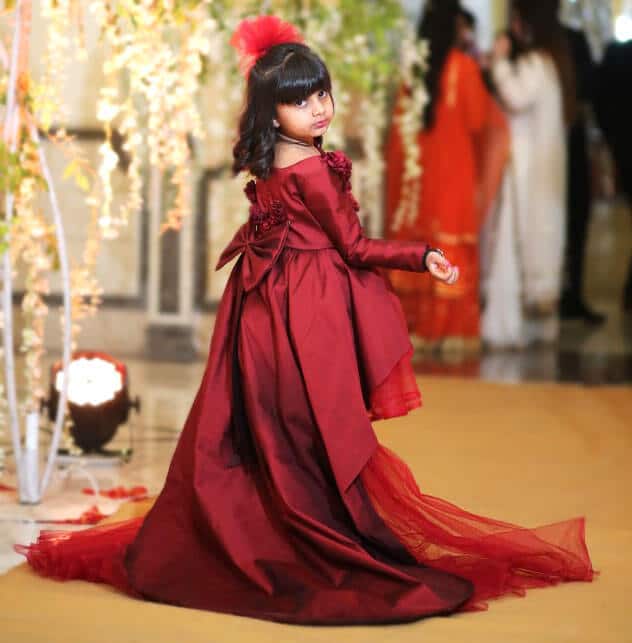Hi-low long tail gown for baby girl, stylish birthday party dress, princess look