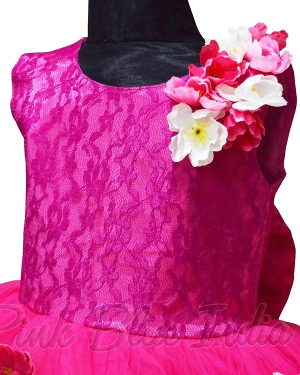 Hot pink gown for baby girl bold birthday party stylish outfit