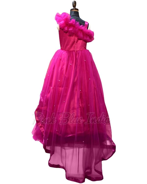 Hot pink tail gown for girls stylish birthday party outfit