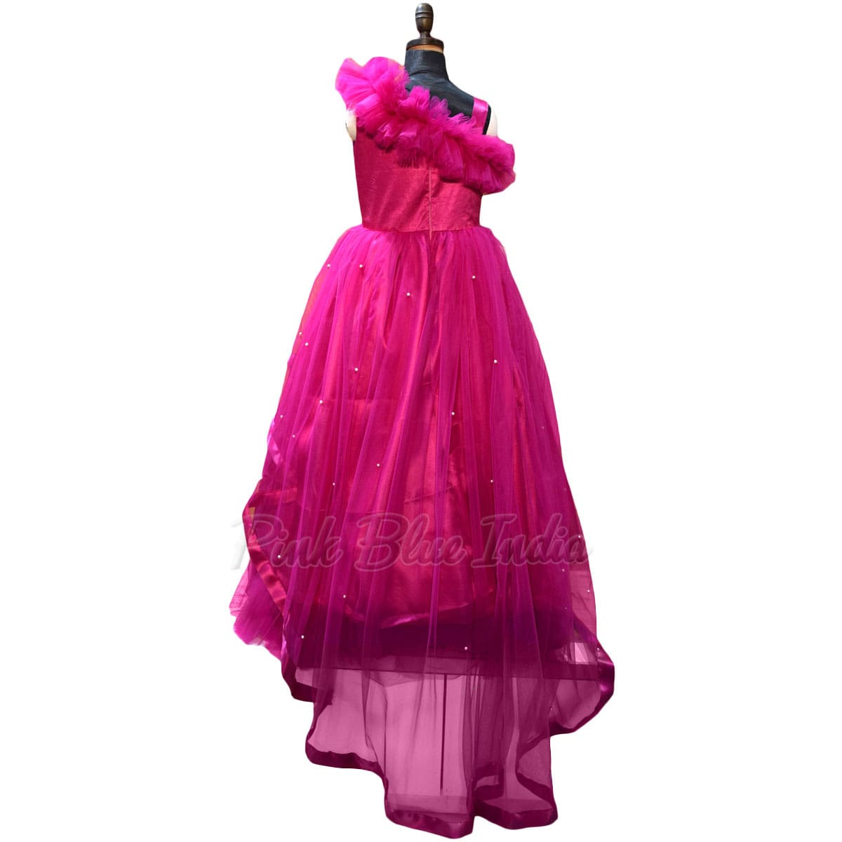 Hot pink tail gown for girls stylish birthday party outfit
