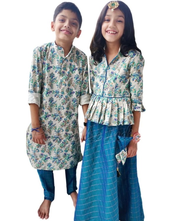 Family matching ethnic dresses traditional festive celebration coordinated outfit