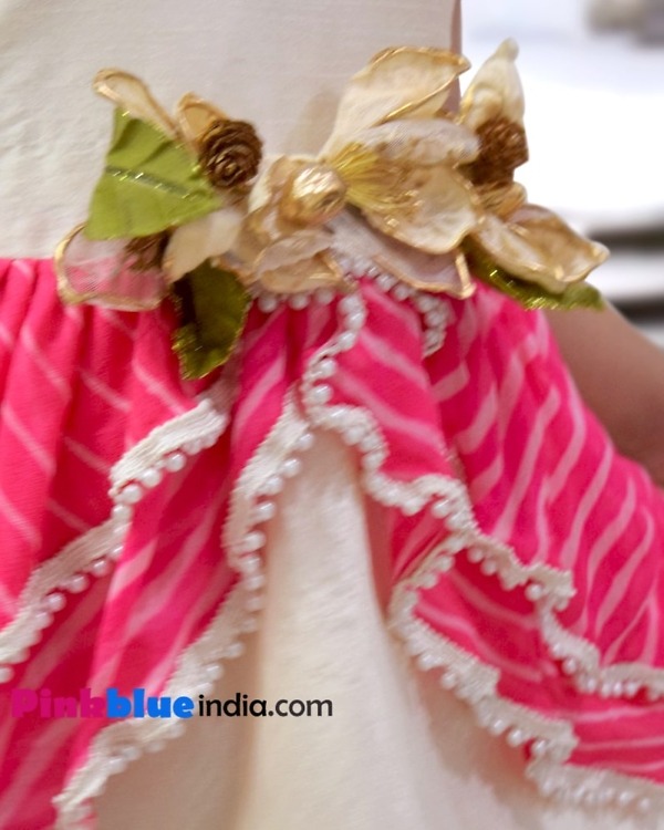 Ivory raw silk wedding dress for girls, elegant traditional outfit