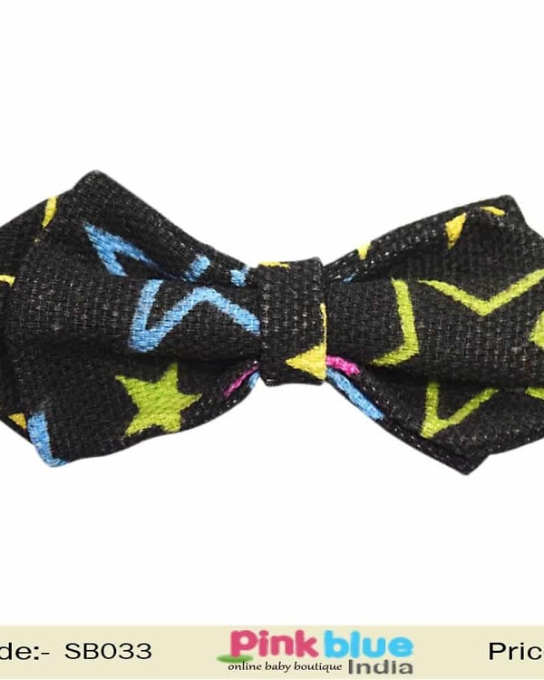 Kids black bow tie classic design wedding accessory stylish look