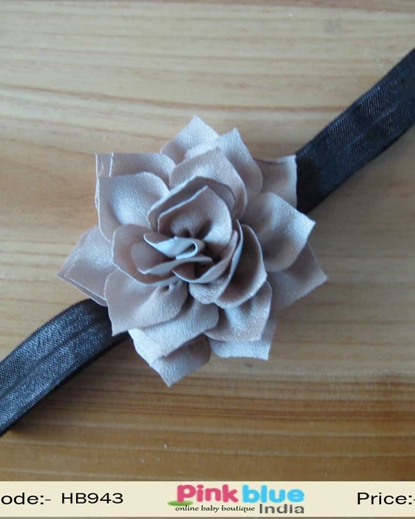 Black and grey flower hairband for kids party outfit, stylish modern accessory