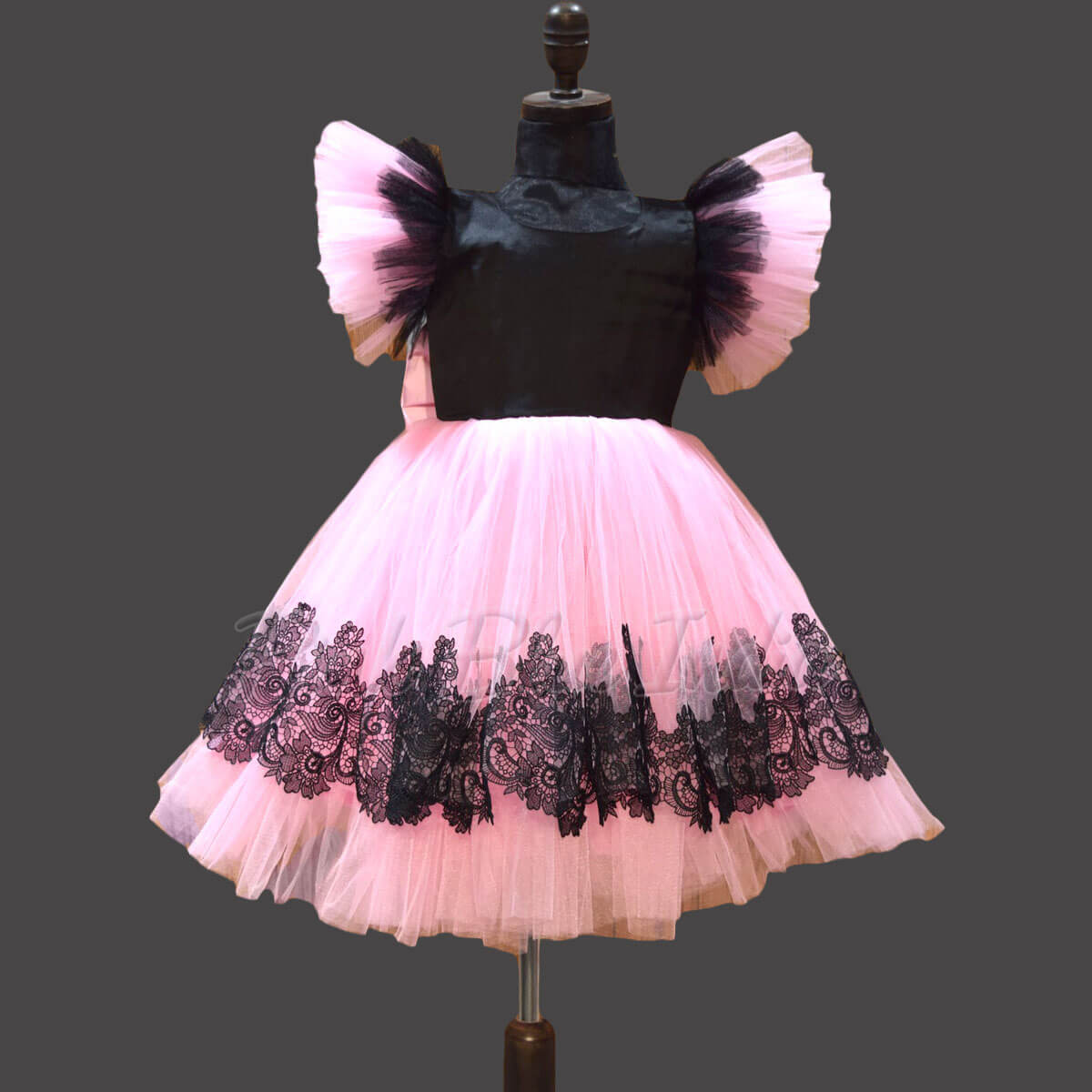 Kids black pink gown for birthday party stylish designer outfit
