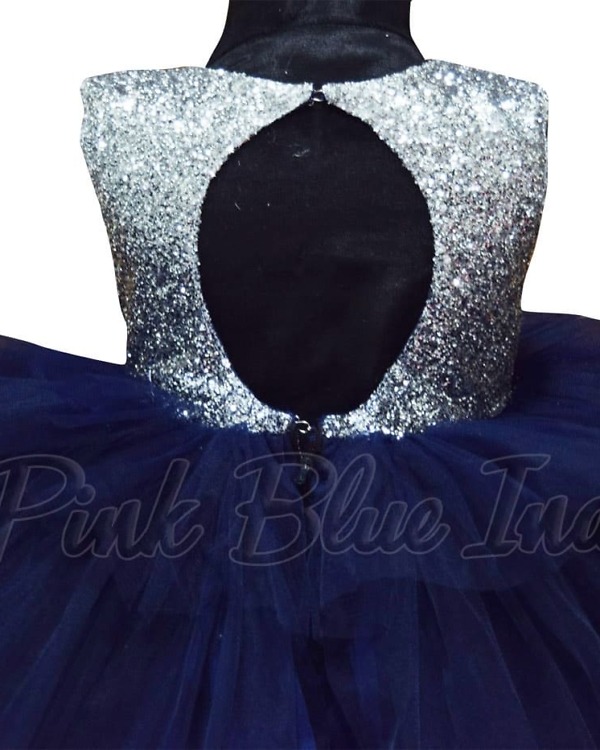 Blue designer dress for kids girl elegant stylish special occasion gown