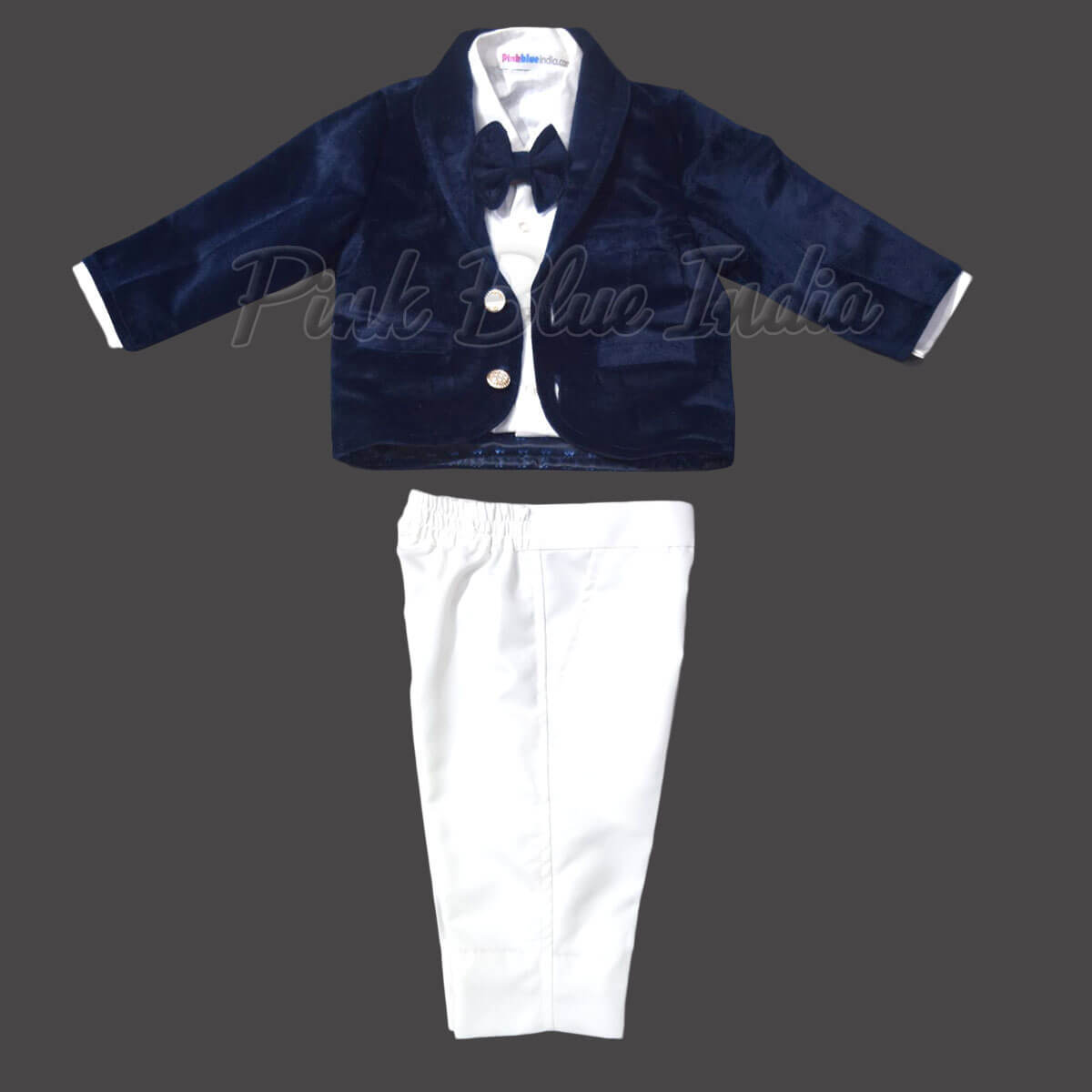 Kids blue velvet suit for boys birthday party wear stylish outfit