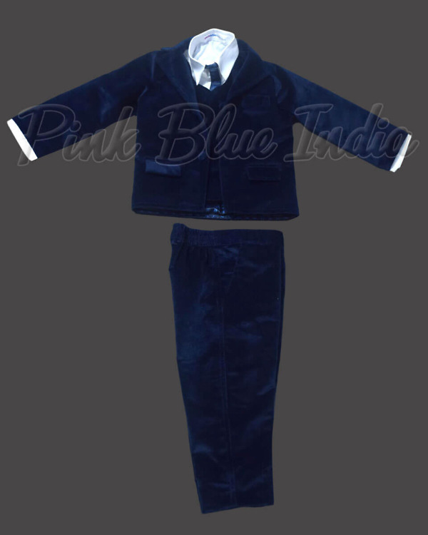 Blue velvet suit for boys stylish birthday party outfit