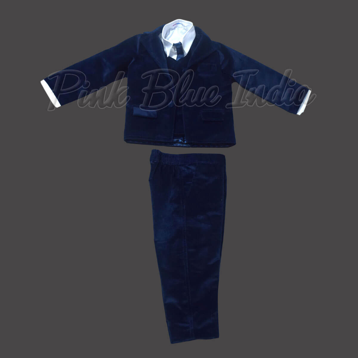 Blue velvet suit for boys stylish birthday party outfit