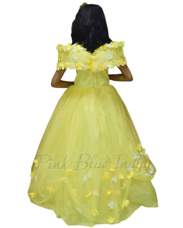 Yellow dress for kids girl elegant birthday party outfit