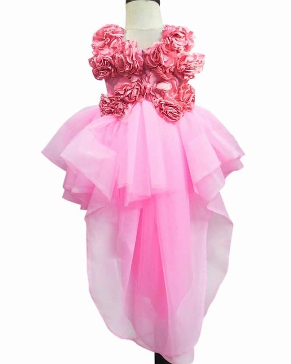 Kids girl high low flower dress birthday wear stylish elegant party outfit
