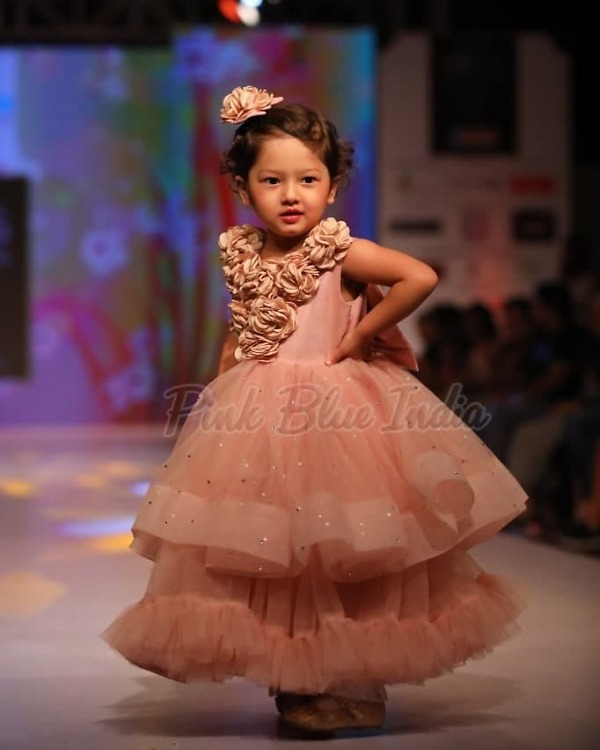 Kids layered party wear gown for girls birthday celebration stylish outfit