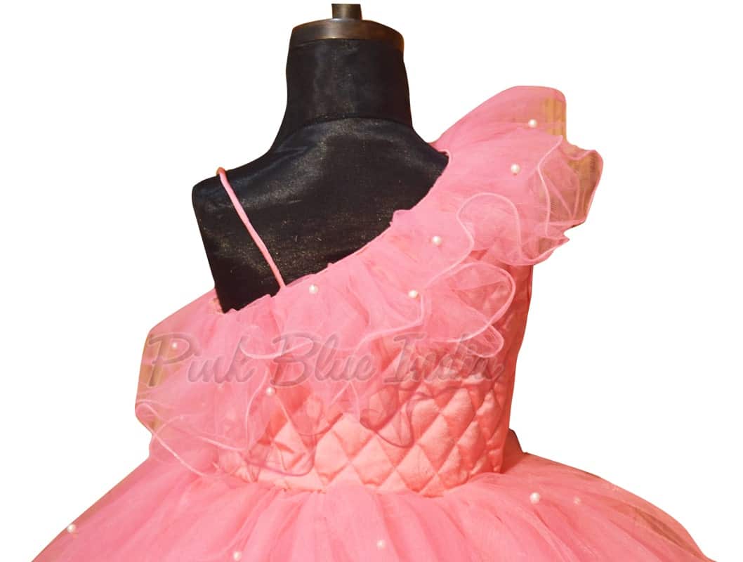 Pink birthday gown for kids girl stylish party wear elegant design