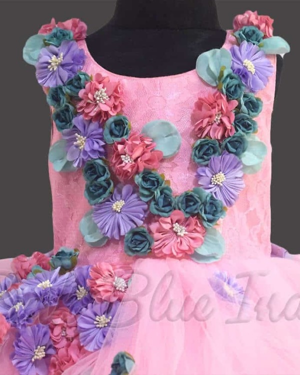 Kids pink first birthday dress party wear cute stylish princess outfit
