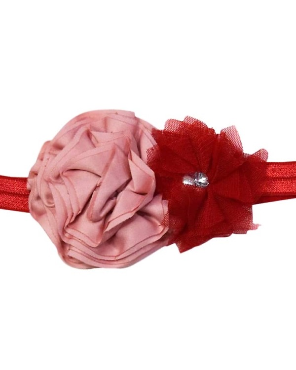 Salmon red flower headband for kids birthday wear cute