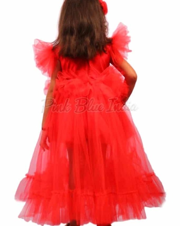 Red baby girl party dress for birthday celebration elegant festive look