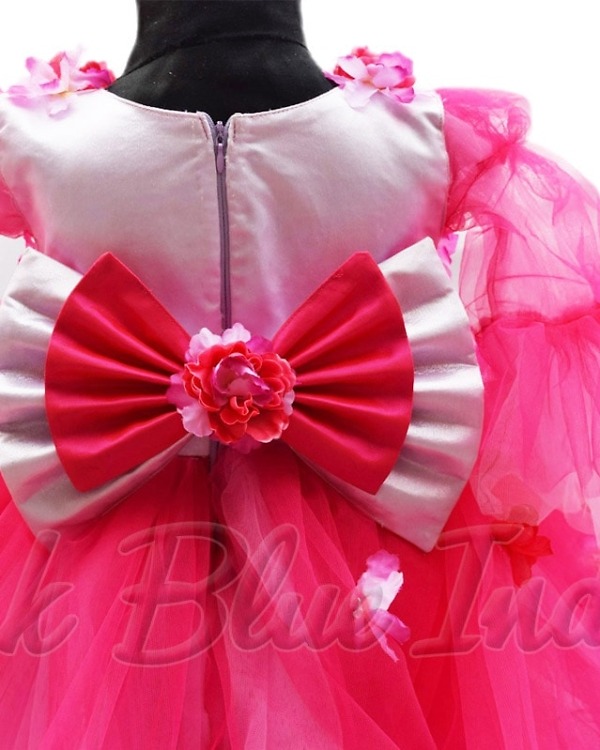 Layered balloon sleeve birthday gown for girls trendy stylish celebration wear