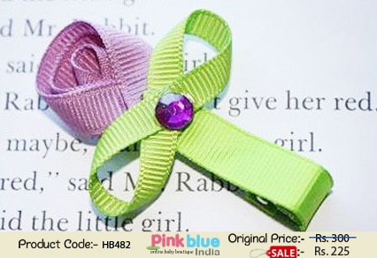 Lavender green floral infant hair clip for celebration, soft and stylish