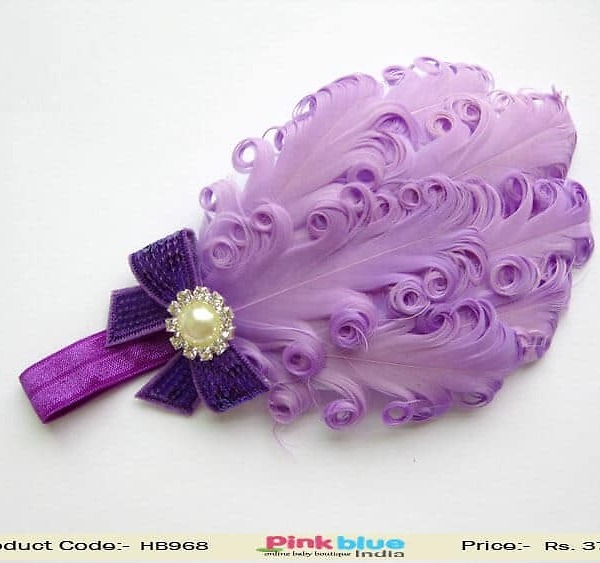 Lavender feather party headband for children, elegant and stylish accessory