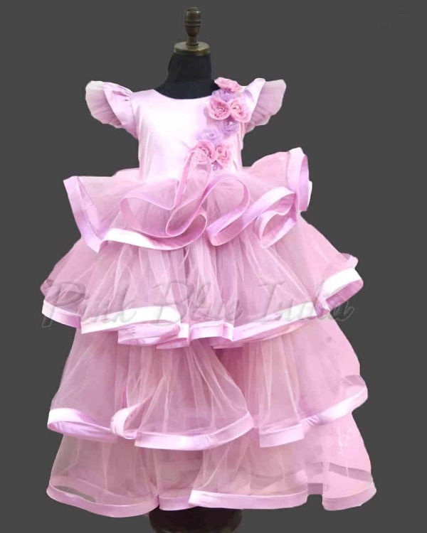 Layered lavender gown girls birthday party outfit stylish elegant wear