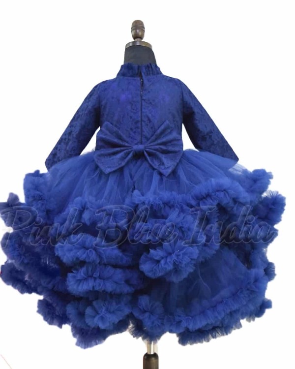 Layered ruffle gown girls stylish party wear birthday celebration outfit