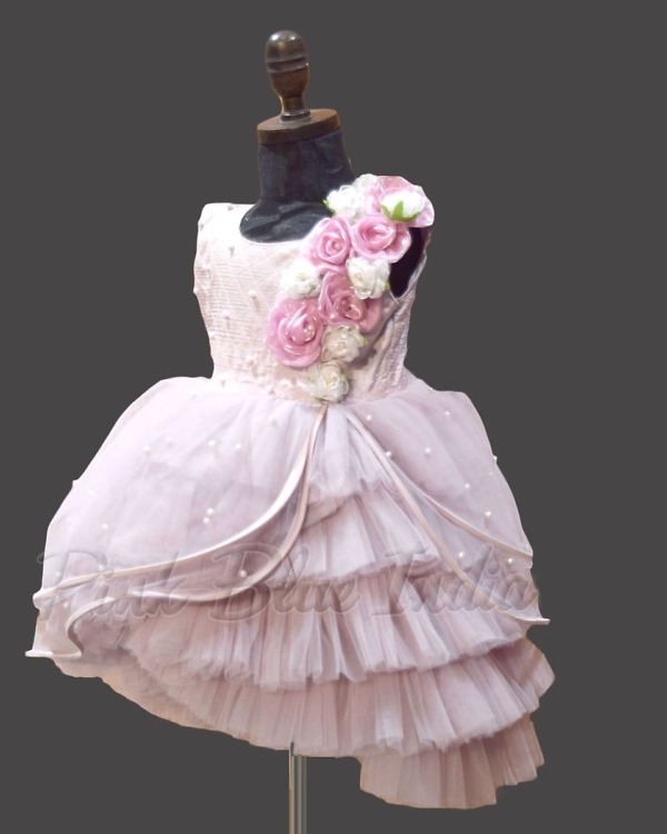 Layered wings gown for girls stylish birthday party outfit