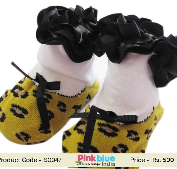 Leopard print baby socks for infants party wear stylish