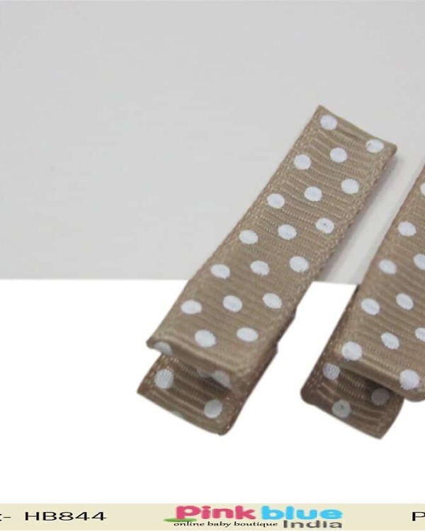Baby girl light brown rectangle clips elegant party accessory minimal style