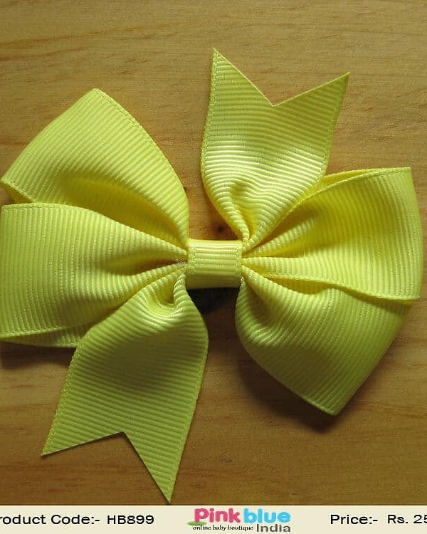 Lime yellow bow headband for children birthday outfit, bright cheerful style