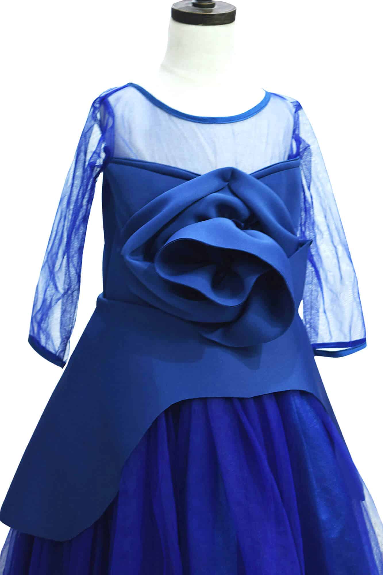 Long sleeve flower girl dress for kids girl, wedding party wear, stylish look
