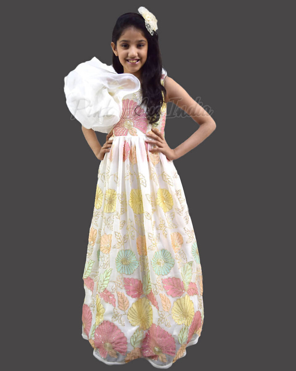 Long straight party gown girls wedding birthday stylish elegant wear
