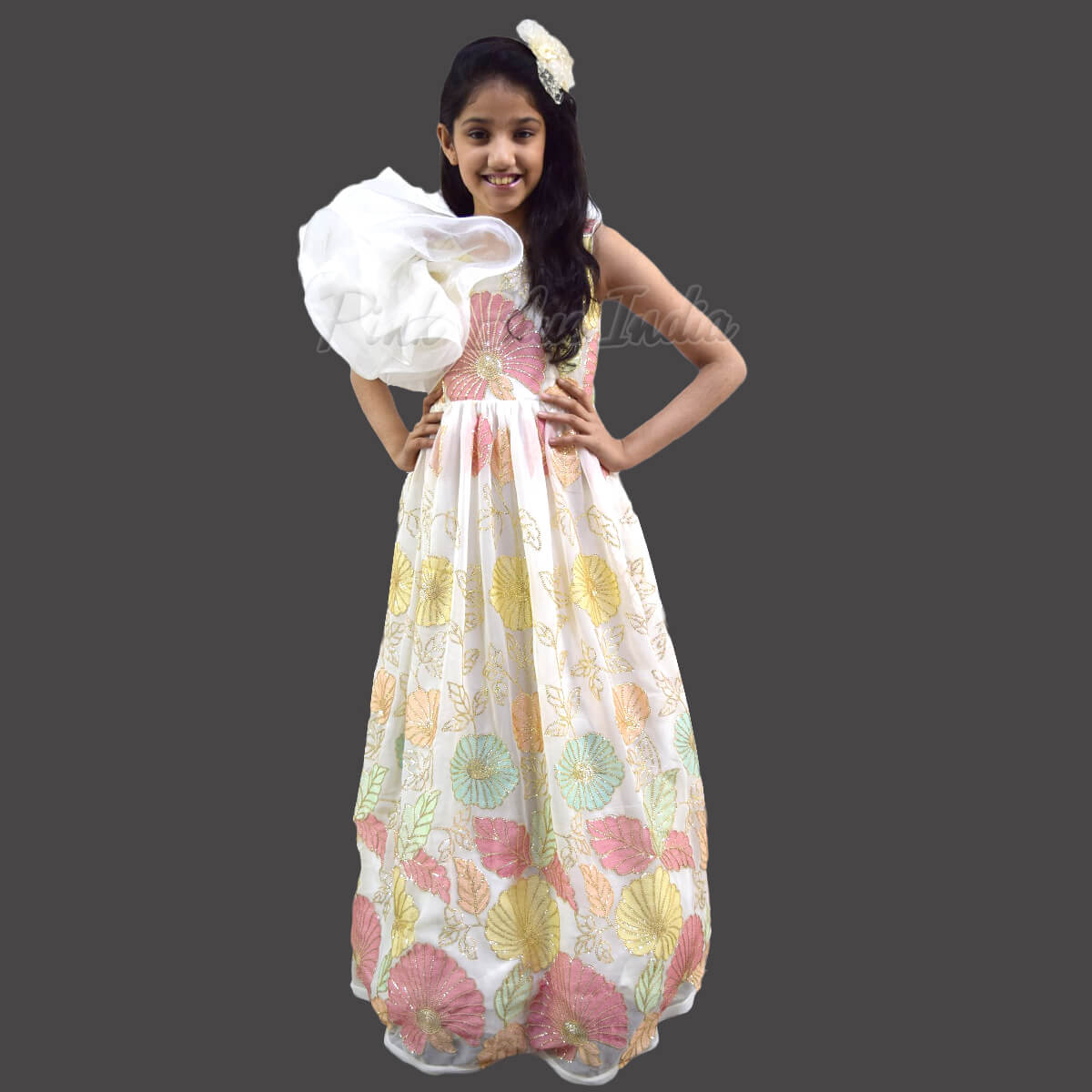 Long straight party gown girls wedding birthday stylish elegant wear