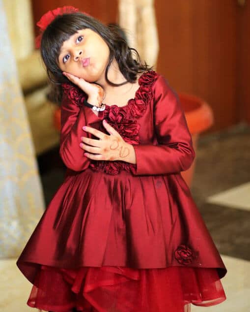 Floral long tail gown for baby girl, luxury birthday dress, elegant party wear