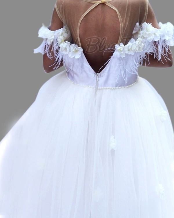 Luxury white gown for girls birthday stylish party wear