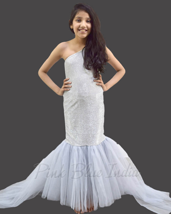 Lycra mermaid gown girls birthday party wear stylish comfortable elegant look