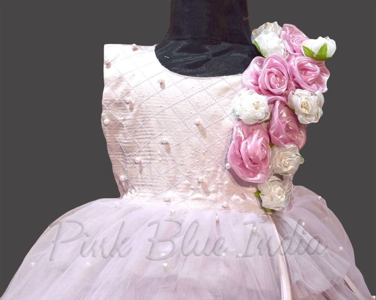 Mauve layered wings gown for girls stylish birthday party outfit