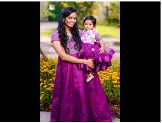 Mom me matching dress stylish birthday celebration outfit