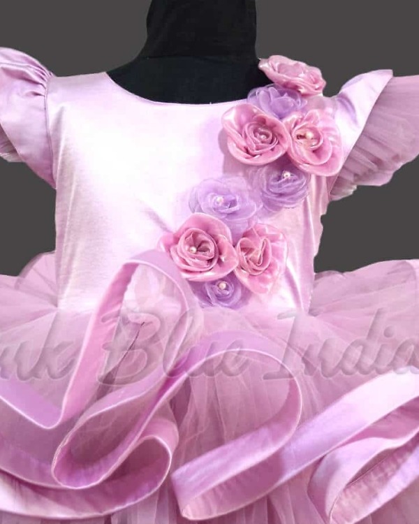 Multi layered party gown girls birthday celebration stylish elegant outfit